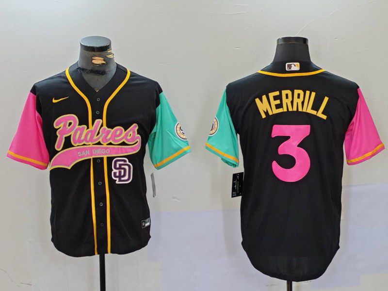 Men San Diego Padres #3 Merrill Black Joint Name 2024 Nike MLB Jersey style 8->san diego padres->MLB Jersey